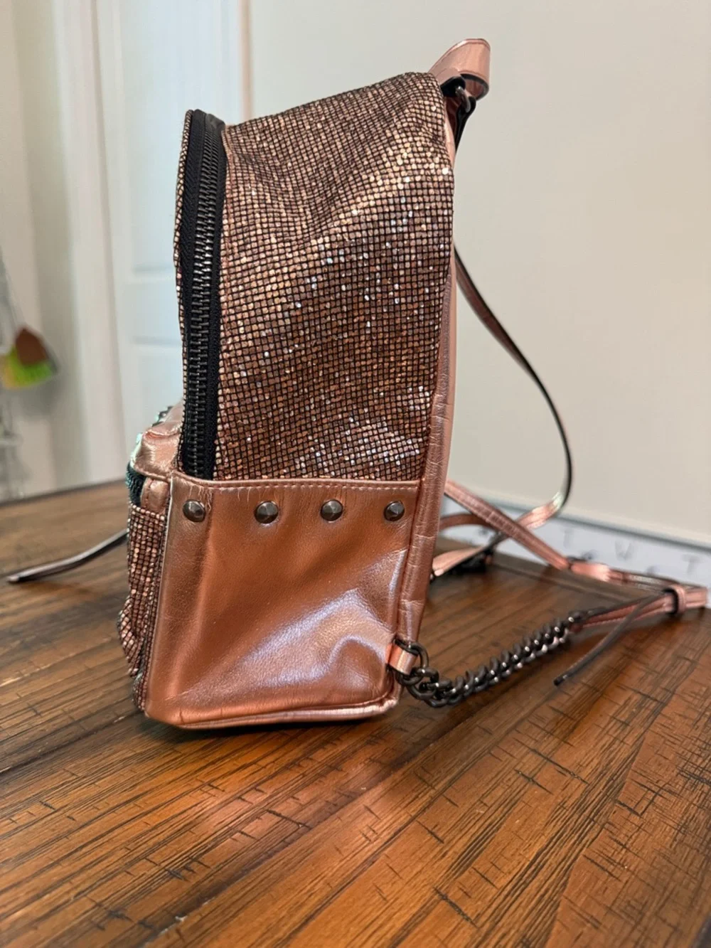 Victoria's Secret Sparkling Rose Gold Mini Backpack - Picture 3 of 8